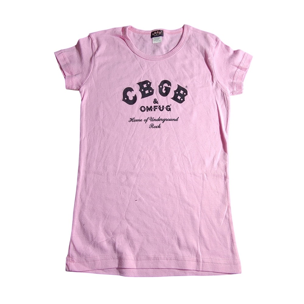 CBGB OMFUG Pink Graphic T-Shirt Womens Small Home of Underground Rock USA Made